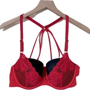 Cacique 40B Red Lace Racerback Demi Bra Valentine’s Day